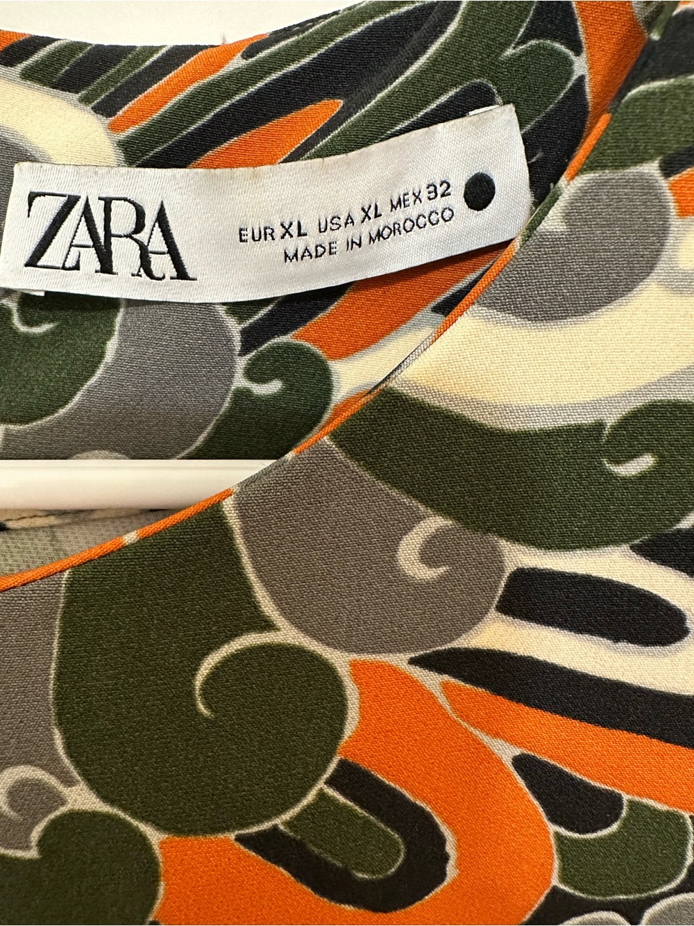 Zara Orange, Olive and Black Paisley Long-Sleeve Mini Dress - Picture 4 of 4